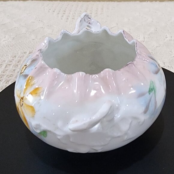 1900's Dainty Antique Hand Painted Daisy Flower Pinch Top Hair Catch Bowl Vanity - Picture 8 of 17